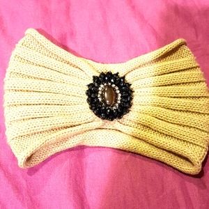 Winter headband w ornate beaded rhinestone detail